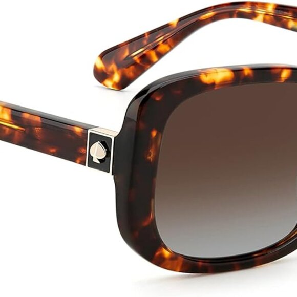 Women's Rectangular Sunglasses Gold Havana Polarized Brown Gradient UV - Picture 2 of 4